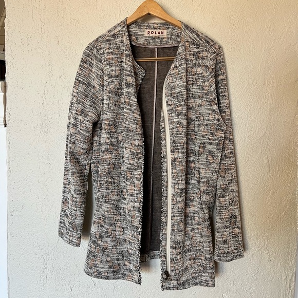 Anthropologie Dolan Abstract Leopard Print Longline Tweed Blazer Light Jacket - Picture 4 of 13